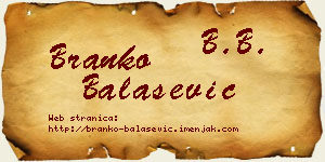 Branko Balašević vizit kartica